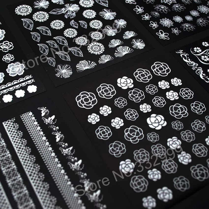 Модный маникюр дизайн 3D наклейки на ногти цветок задняя наклейкой клея белый