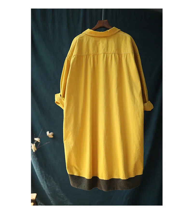 Однотонный желтый черный плащ женская джинсовая куртка с длинным рукавом