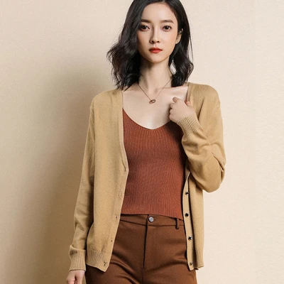 Кашемировый кардиган свитера женская блузка трикотажная кашемировая однотонная