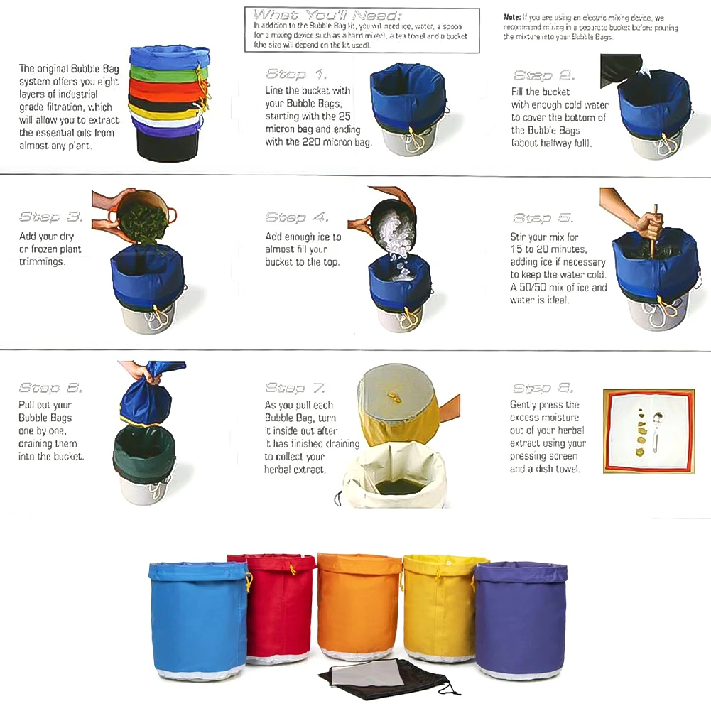 

5PCS Garden Accessories Bubble Bags Filter Ice Plant Seed Filter Tuin Bags Supplies Essence Extraction Planting Kit Greenhouses