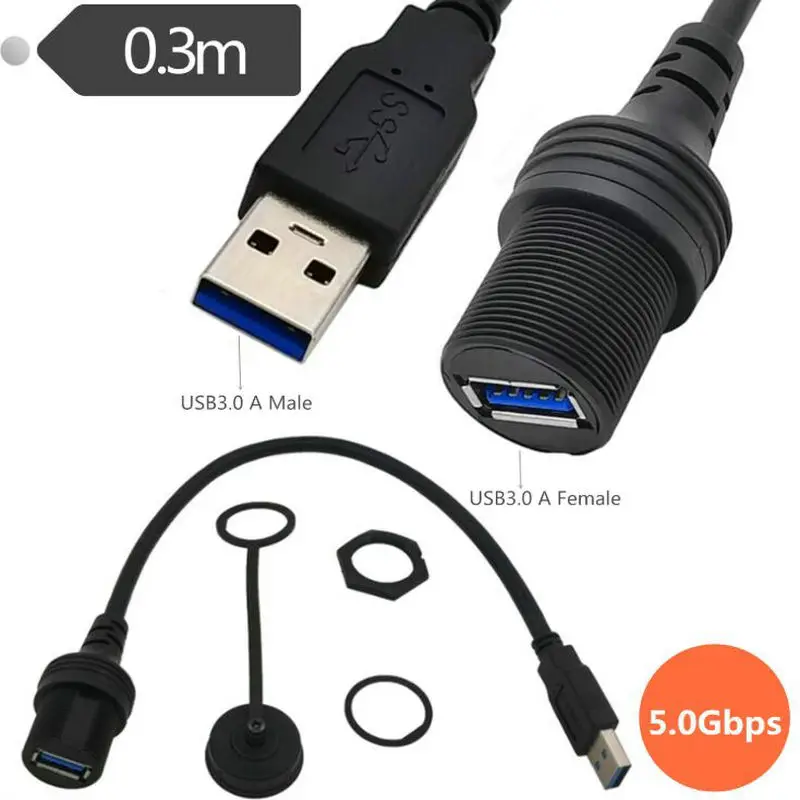 

Удлинительный кабель для монтажа на панели USB 3,0 для автомобилей, грузовиков, лодок, мотоциклов, приборной панели