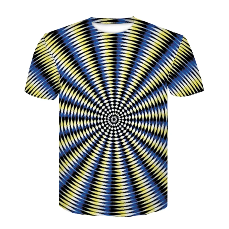 

Men's new vertigo pattern 3D printing T-shirt tops men's and women's fashion all-match O-neck short-sleeved shirt2021