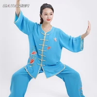martial arts clothing wushu suits high quality embroidery flower taiji kung fu uniforms tai chi suit