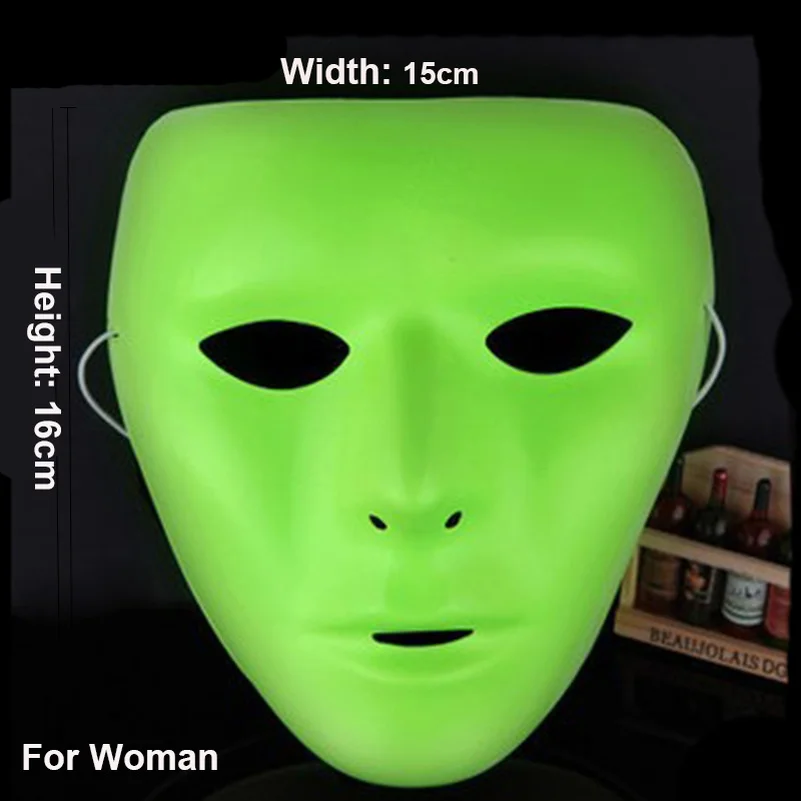 Светящаяся зеленая маска на лицо для Хэллоуина 50 шт./лот в стиле хип-хоп танцев