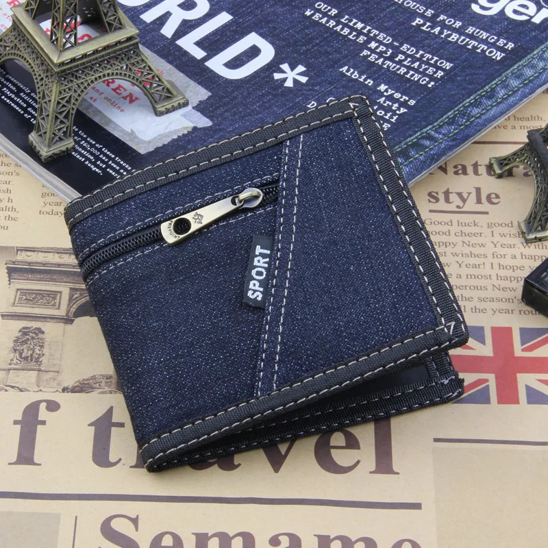 2019 мужской кошелек джинсовый модный маленькая короткая кредитница сумка для