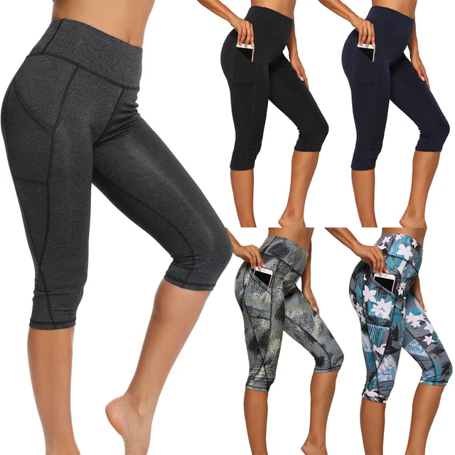 Women's 3/4 Sports Pants: Gym Sport Tights and Casual Cropped Leggings with Side Pockets for Fitness and Yoga 1