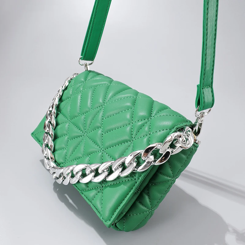 

Brand Design Chain Shoulder Bag Casual Women Soft Pu Leather Purses and Handbag Green Clutch Tote Bags for Women High Quality