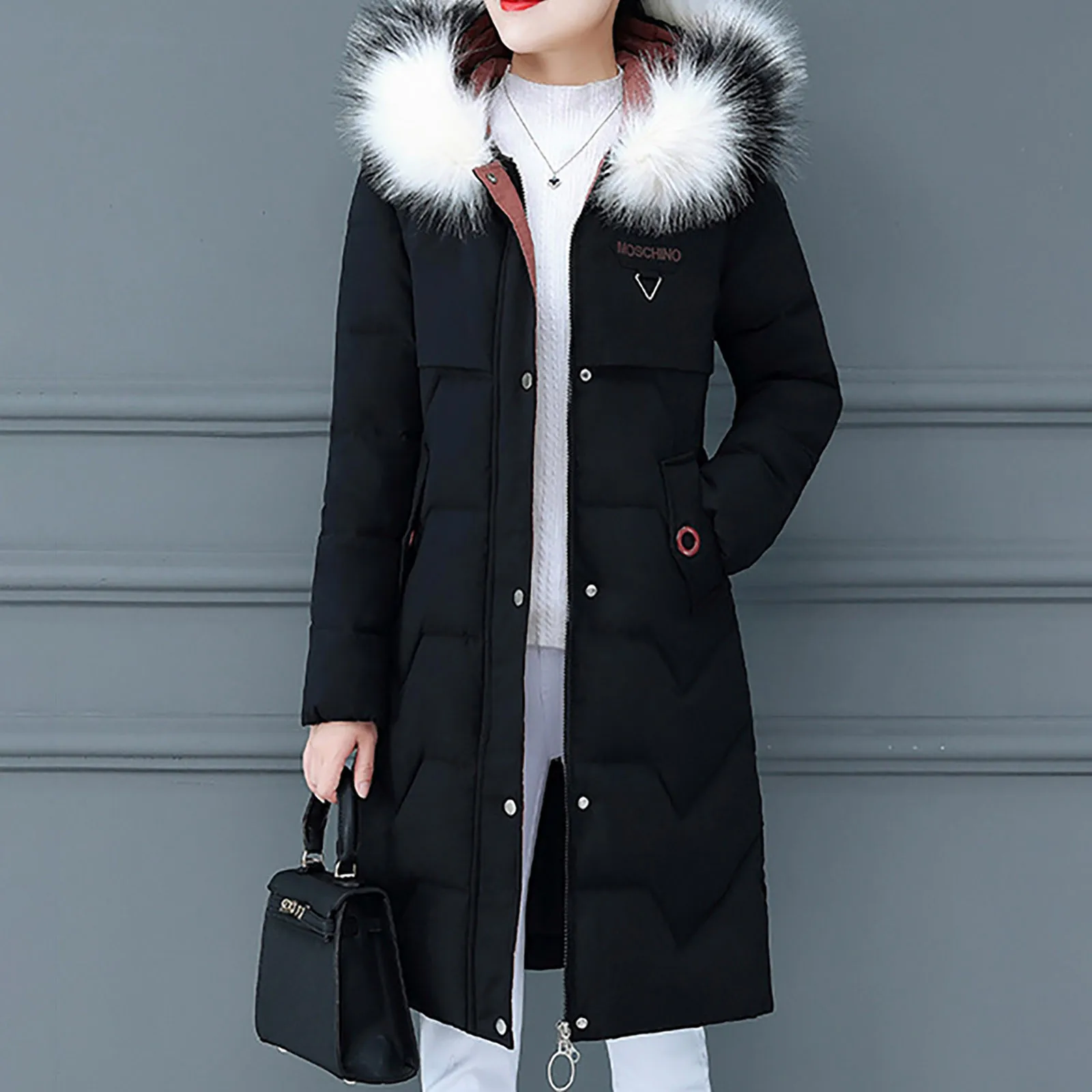 

2021 Autumn Winter Warm Women Windbreaker Hooded Jacket Coat New Fashion Long Sleeve Cotton-padded Parkas Thick Female Outwear