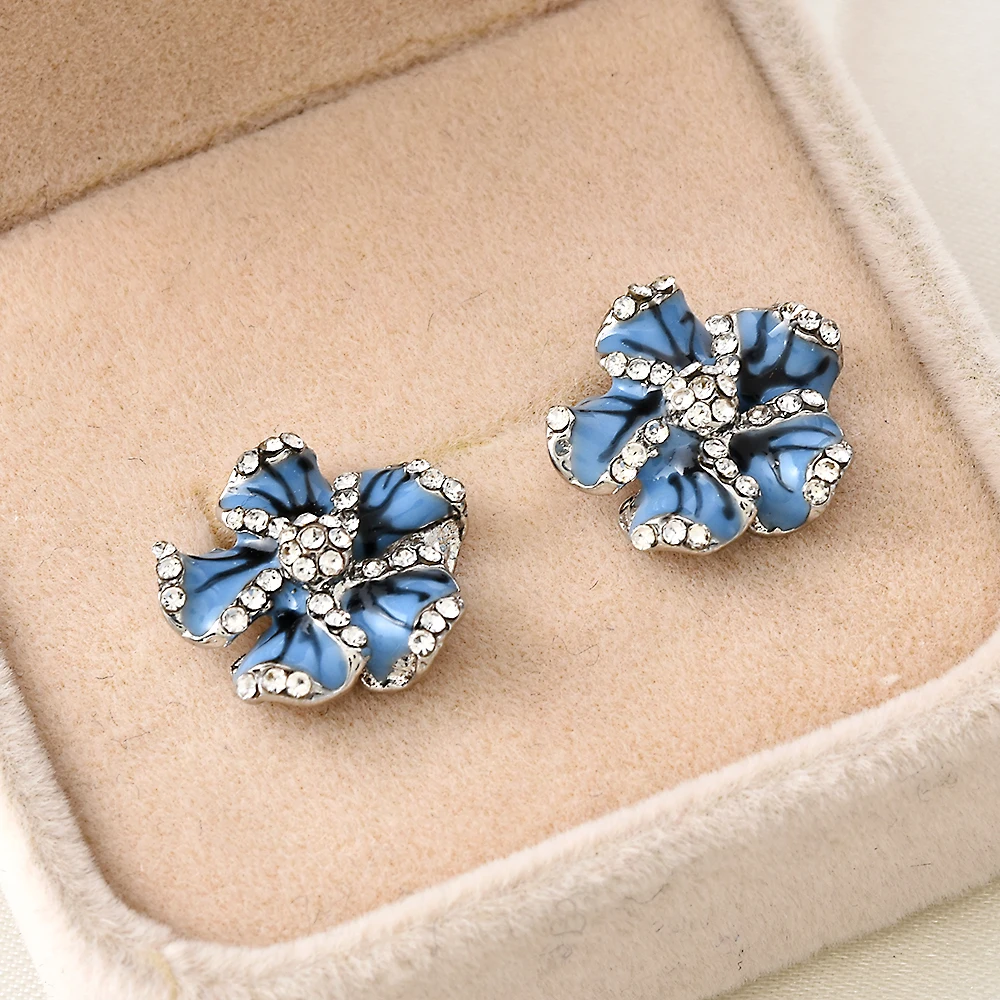 Женские серьги гвоздики с цирконием изысканные элегантные свадебные цветами и