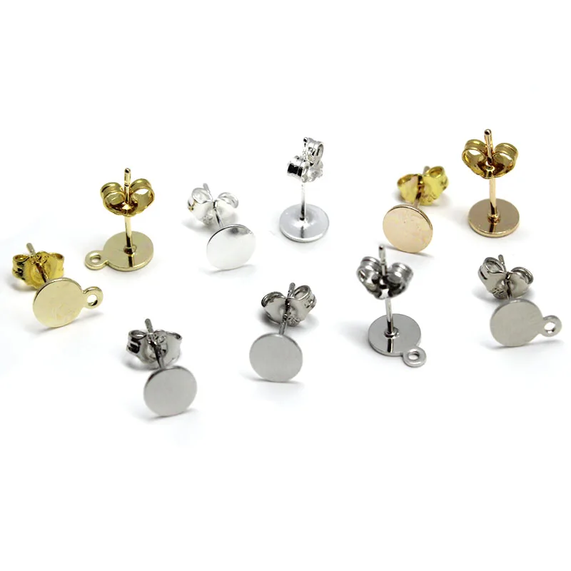 

Real Gold 18K 925 Sterling Silver Plated Blank Post Earring Studs Base Pins with Earring Back Findings For DIY Jewelry Making