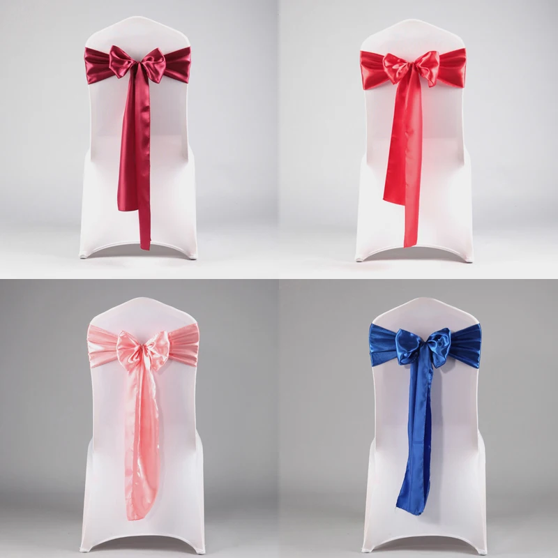 50 шт. свадебное кресло атласный пояс бантик Чехол для стула заколки с бантом