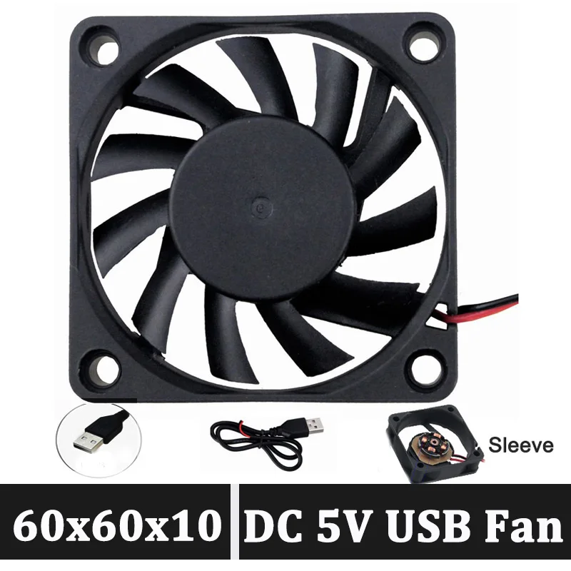 2 шт. Gdstime DC 5 В USB 6 см 60x60x10 мм 60 чехол для компьютера ПК Вентилятор охлаждения 6010
