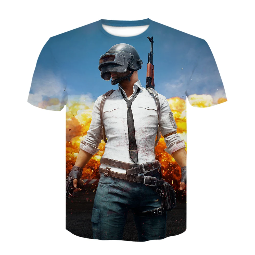 Футболка мужская с 3D принтом игры PUBG модная одежда коротким рукавом для