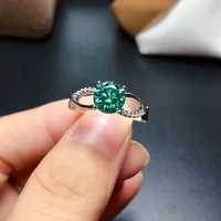 meibapj 12 carat green moissanite diamond brand fashion ring for women 925 sterling silver fine wedding jewelry