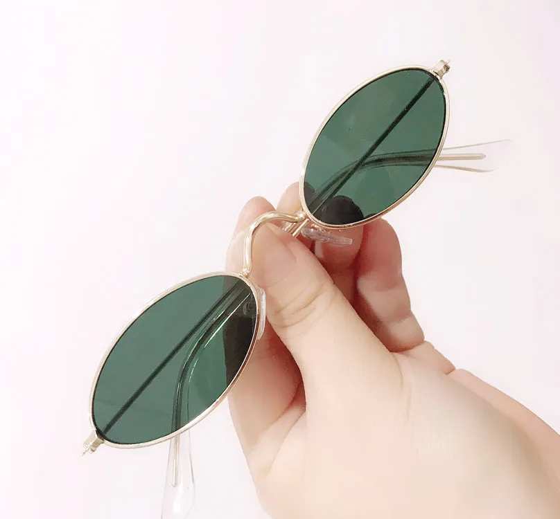 

Car Harajuku Mini Frame Glasses Metal Men Women for Driver Goggles Flat Top Fashion Lens SunGlasses
