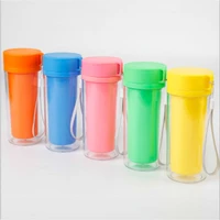 300ml accompanying mug mug thermos double layer car mug straw with lid acrylic straight mug travel mug outdoor gift