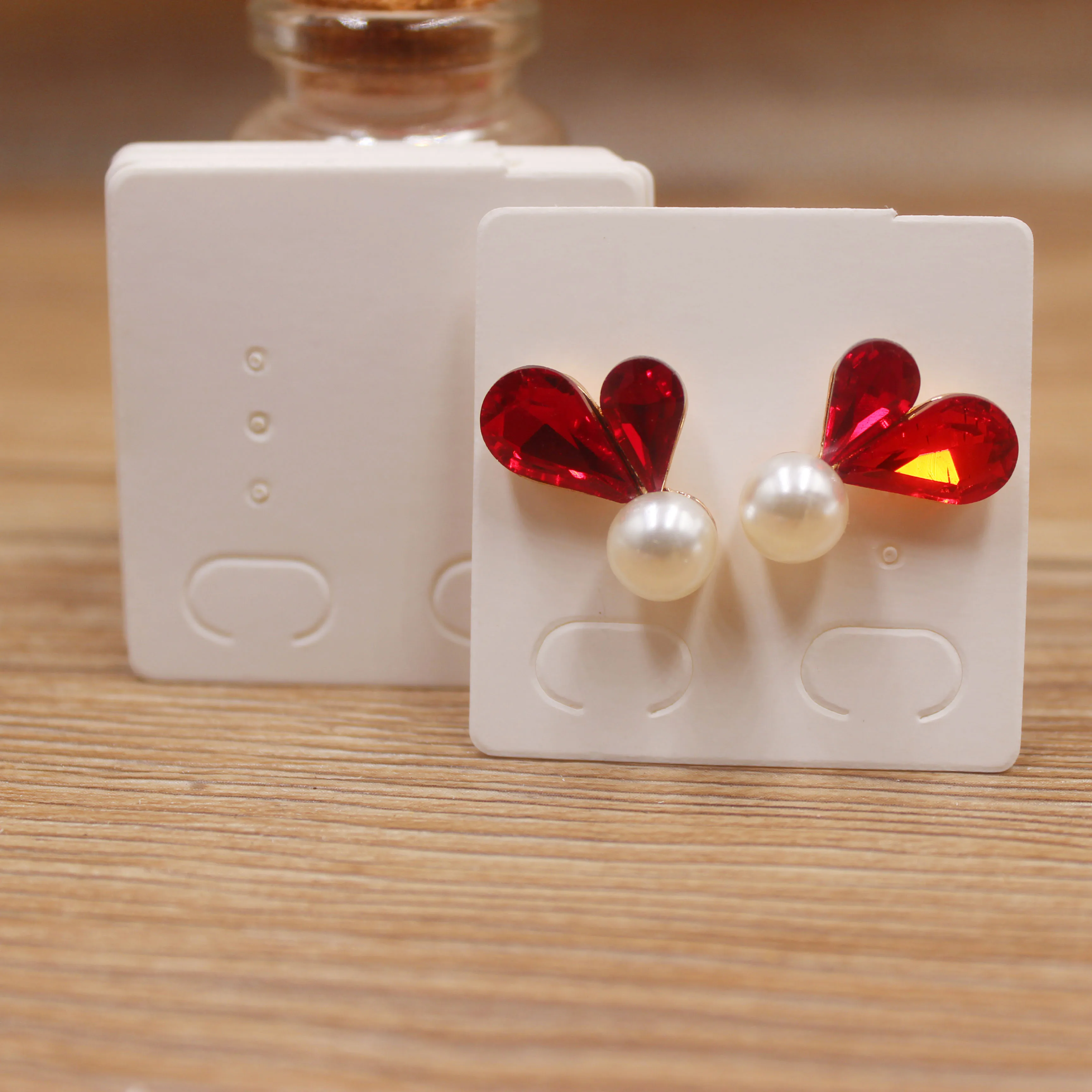 100 шт DIY Красочные бумажные бирки для сережек крафт/розовый/слоновая кость серьги