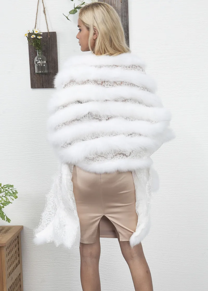 Женское белое болеро накидка из искусственного меха кружева зимняя 2019|Куртки