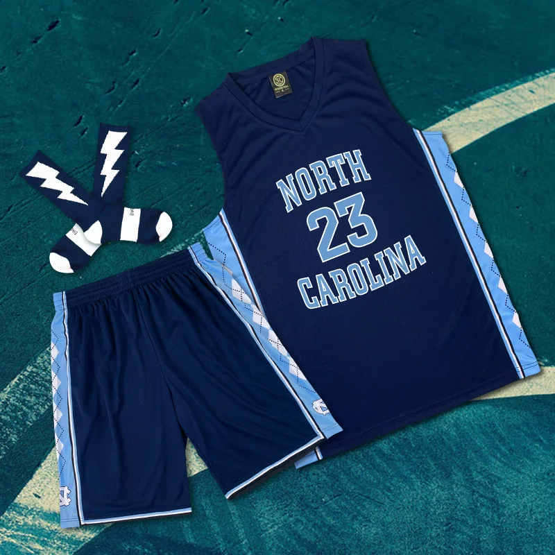 Северная Каролина 23 # комплект баскетбольных Джерси быстросохнущая дышащая