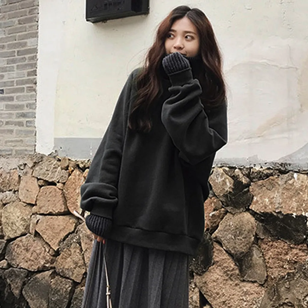 Толстовка Модный женский осенний зимний Повседневный пуловер толстый теплый