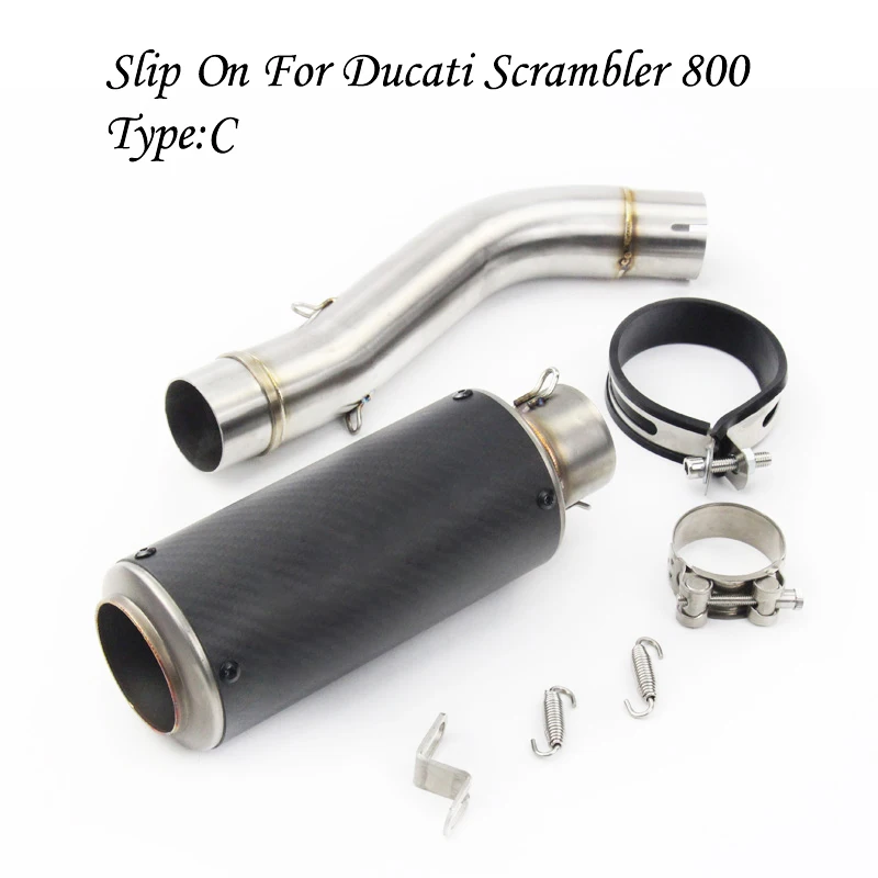 51mm Silencer Stainless Steel System Modified Motorcycle Exhaust Muffler Pipe Front Section Link For Ducati Scrambler 800 | Автомобили и