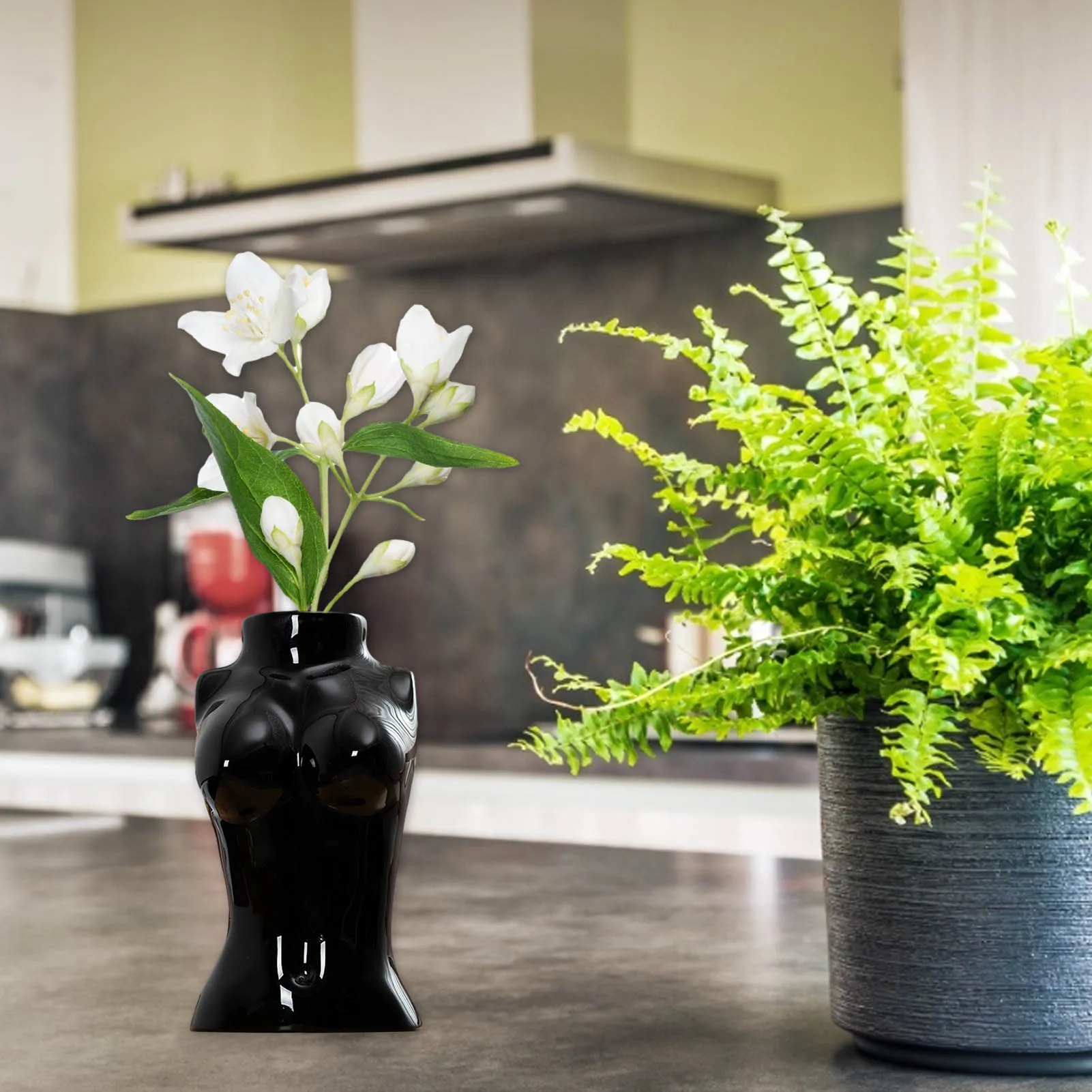 Искусственная керамическая ваза для боди арта Женская растений суккулентов