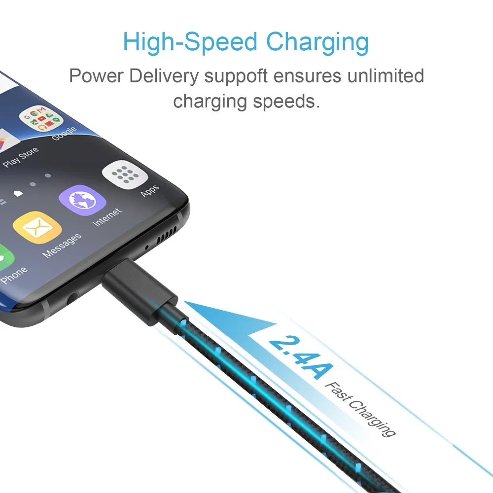 TeckNet type-C высокоскоростной зарядный кабель usb type C зарядное устройство Плетеный зарядный кабель USB для устройств usb type-C