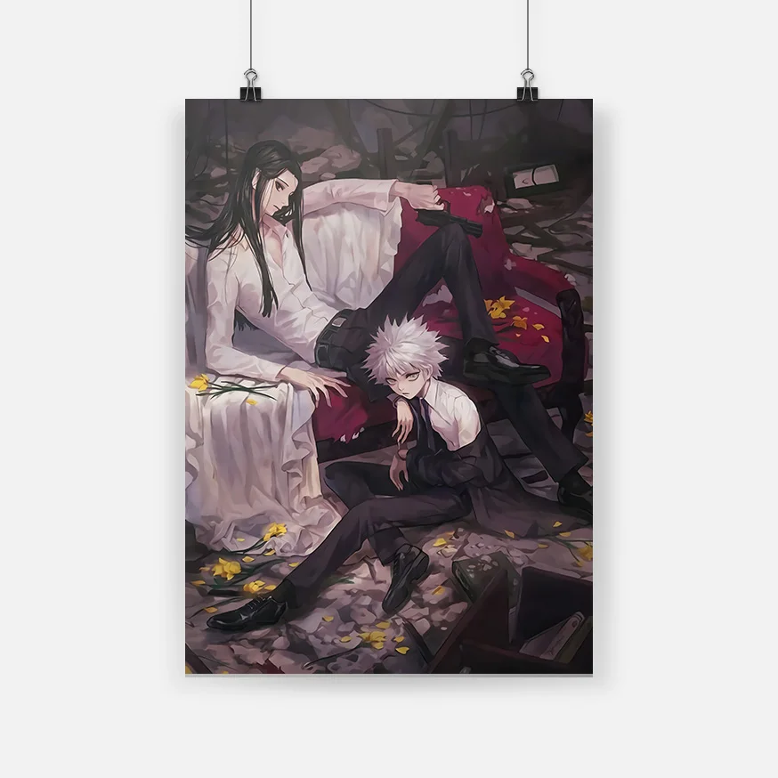 Killua and illumi hxh аниме деревянная рамка холст в рамке картина Декор настенное