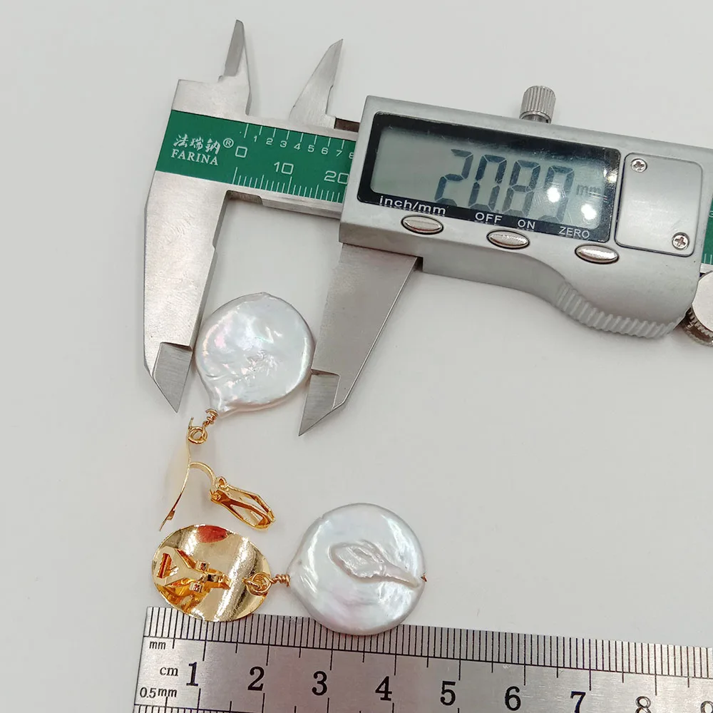 Серьги-Клипсы из натурального жемчуга 19-22 мм 100% натуральный пресноводный жемчуг |