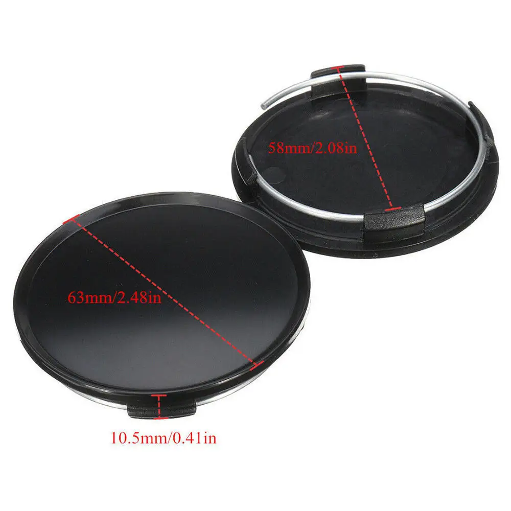

4pcs Universal 63mm Vehicle Car Wheel Center Rim Hub Chrome Decal Caps Cover Badge Emblem Black/Silver Wheel Dust-proof Cover