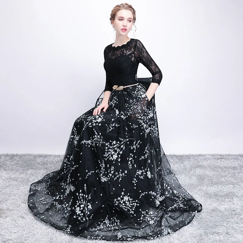 

Women's formal prom evening dress Plus size off neck half sleeve lace floral tulle wedding party dress Bespoke Occasion Dress