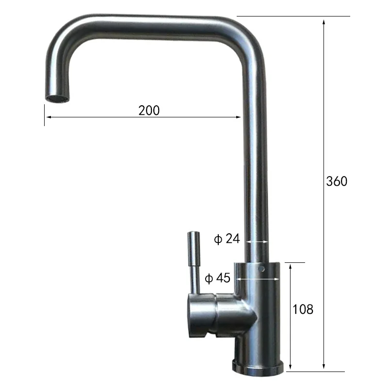 Сварной кухонный кран 110 мм с основным корпусом Поворотный смеситель из