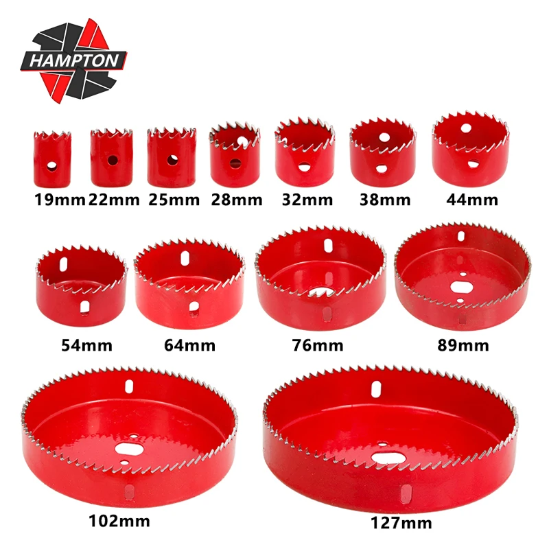 Hampton Hole Saw Drill Bit Set 19-127mm Woodworking Cutting Tools Kit With Box Core Drill Bit Wood Drill