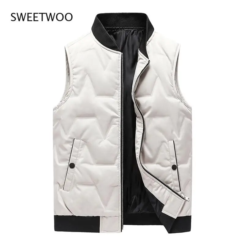 New Youth Trend Leisure Stand Collar Sports Down Vest Korean Version Winter Men'S Warm Fashion Shoulder Sleeveless Jacket