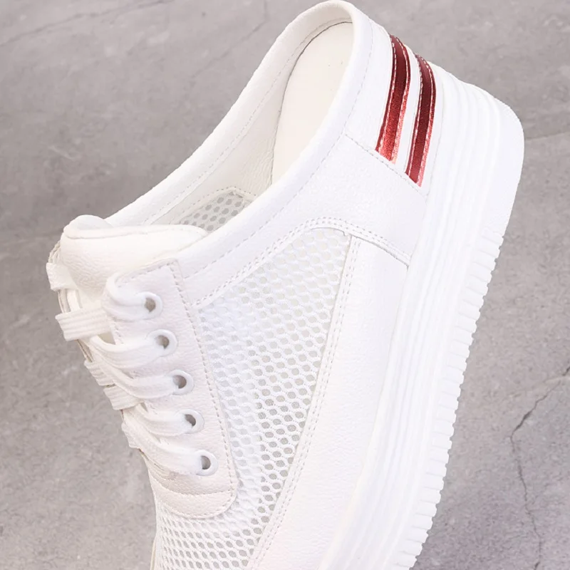 Женские кроссовки на каблуке 8 см белые/Серебристые шлепанцы размер 34 40 Новинка