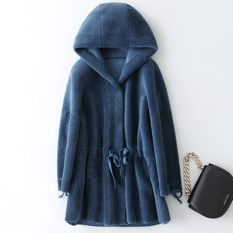 Зимнее шерстяное меховое пальто женское пушистое натуральное кашемировое с