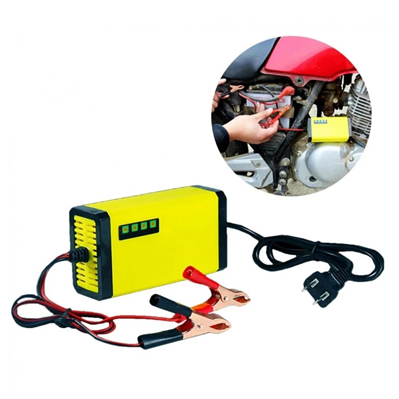 

125*65*40mm EU/US Plug Portable 12V Car Battery Charger Adapter Power Supply Motorcycle Auto Smart Battery Charger LED Display