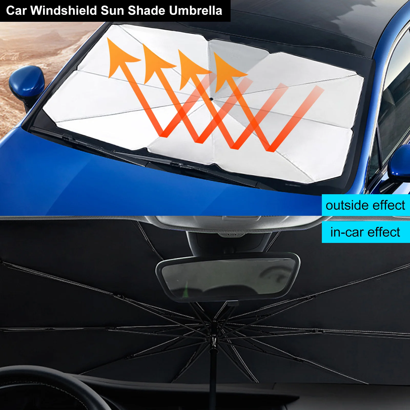 

125cm 145cm Foldable Car Windshield Sun Shade Umbrella UV Cover Sunshade Heat Insulation Front Window Interior Protection
