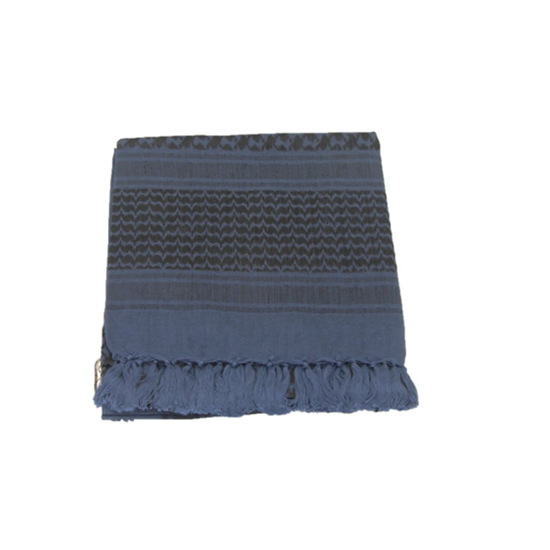 Открытый тактический военный пустынный арабский шарф с кисточками Shemagh Scarve шейный платок на шею головной убор походный страйкбол стрельба аксессуары - Цвет: BL