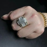 funmode hip hop cross aaa cubic zircon pave party rings for men gold color finger ring anillos mujer wholesale fr105