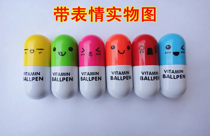 Free shipping free print logo promotion Pills pen lovely creative capsule pen advertising roller gel gift pen factory price