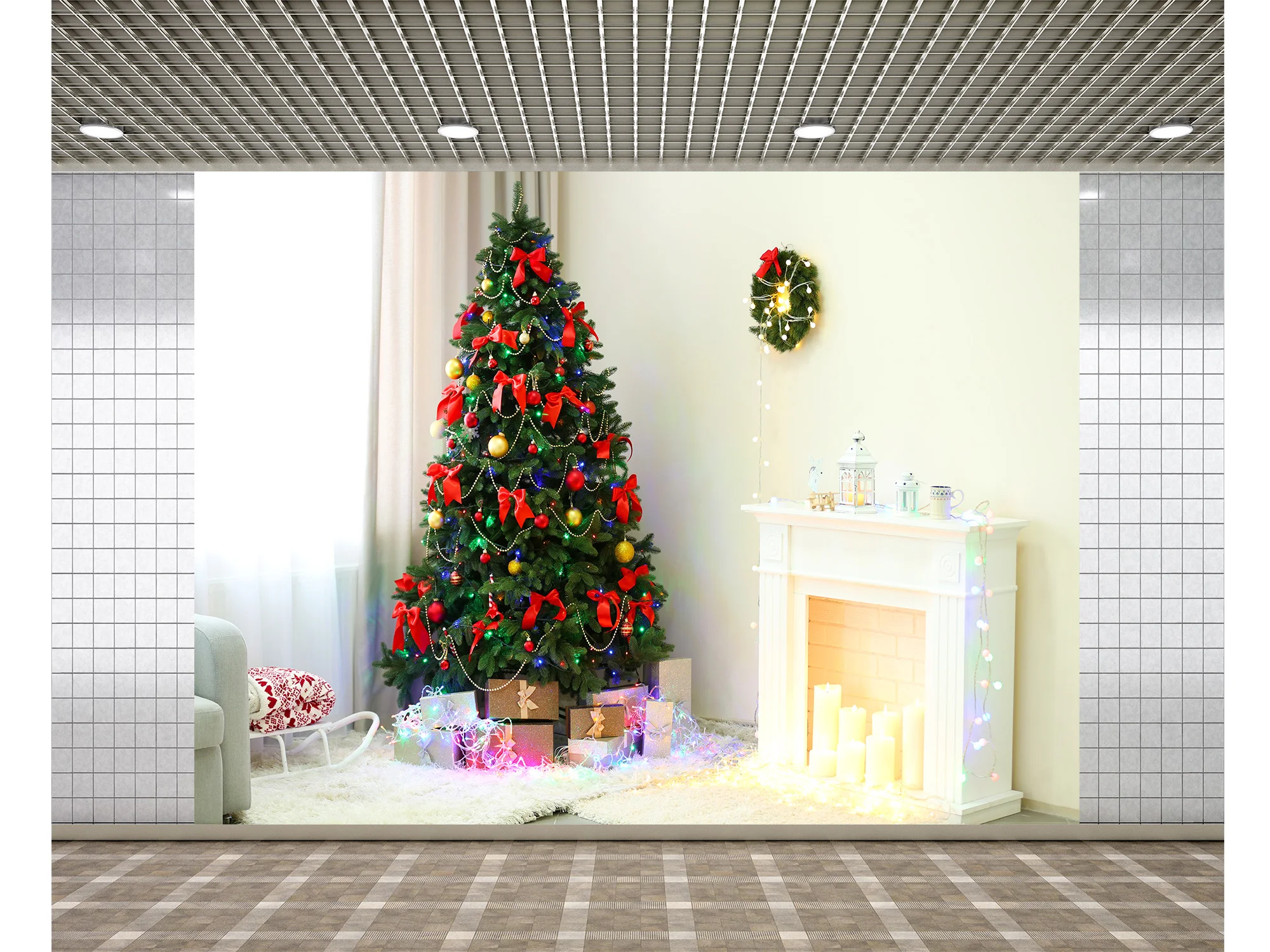 

Lyavshi photography background luxury living room decorated christmas tree backdrop Christmas party Photo studio