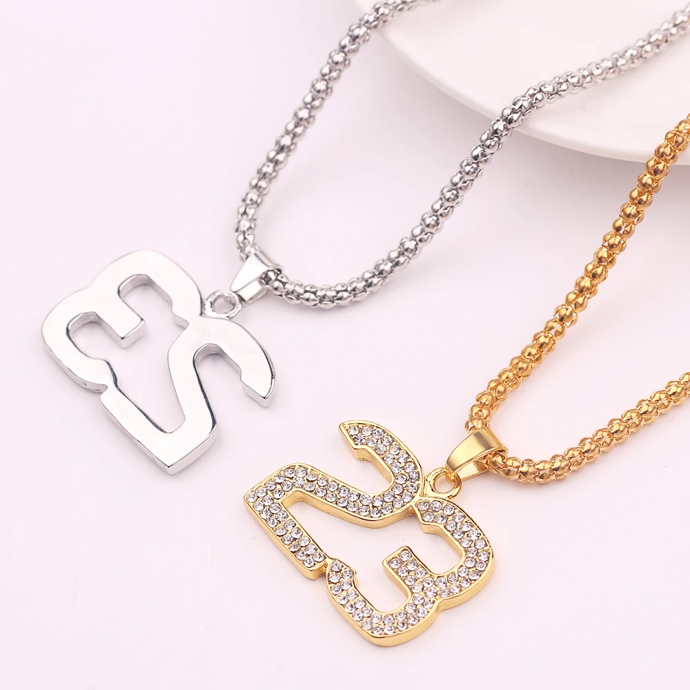 Баскетбольная Легенда номер 23 кулон ожерелье блестящие стразы Блестящий Золотой