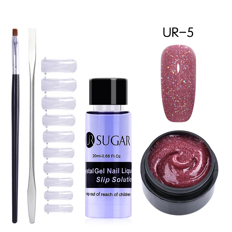 5Pcs set 5 UR SUGAR 15 мл Быстрый строительный поли гель продлевающий половой акт розовый блеск Замачивание от УФ СТРОИТЕЛЬ удлинение гель набор Типсы для маникюра палец расширение - Цвет: 5Pcs set 5