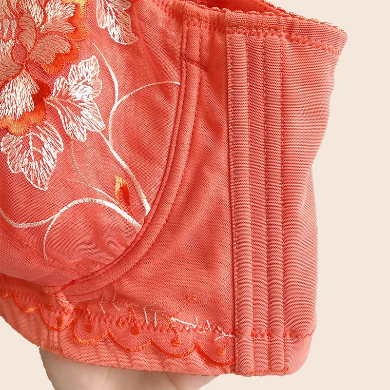 

Women's Bra Elegant Luxury Lace Embroidery Flower Pattern Sexy Underwear Comfort Cotton Lining Large Size C D E Cup Lingerie Bra