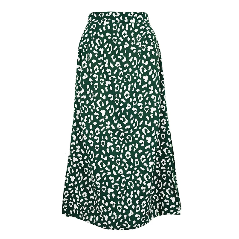 2020 spring and summer cross-border women's leopard print chiffon split skirt sexy zipper high waist | Женская одежда