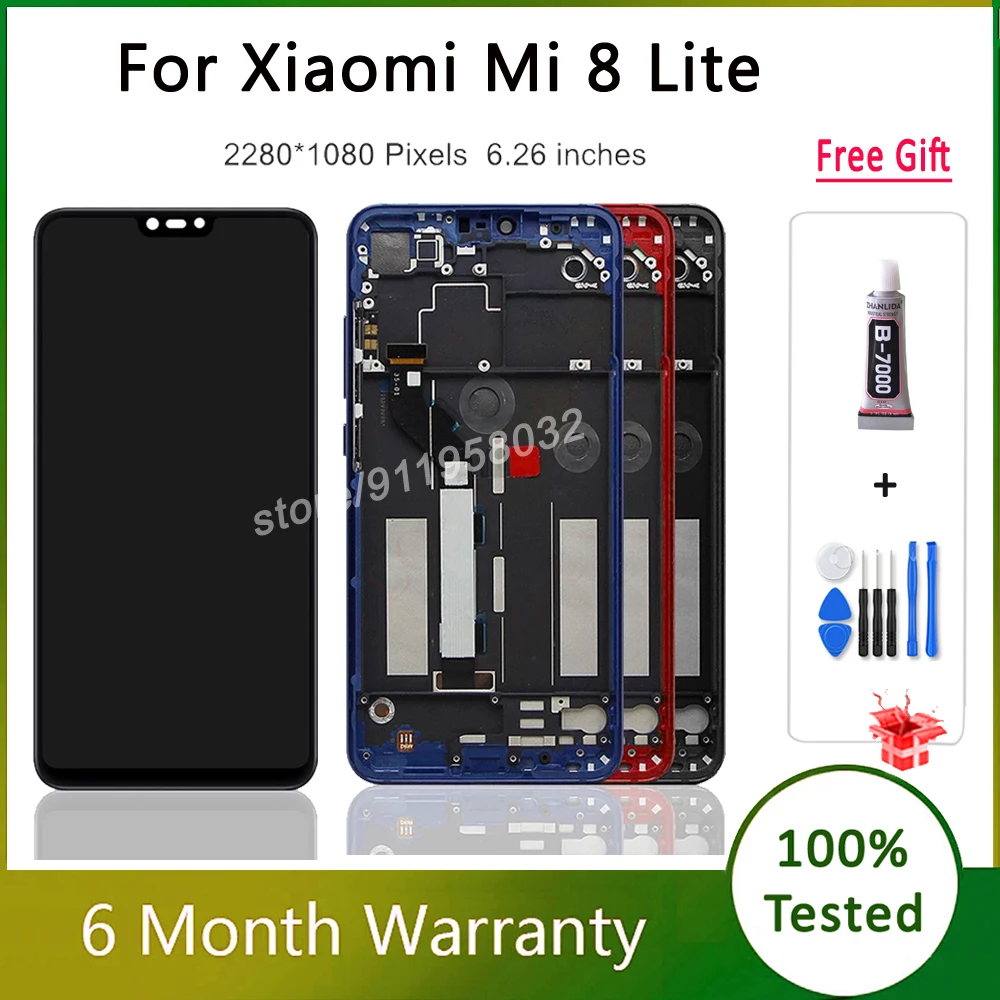 Передние ЖК дисплеи для Xiaomi Mi 8 Lite дисплей сенсорный экран дигитайзер в сборе с