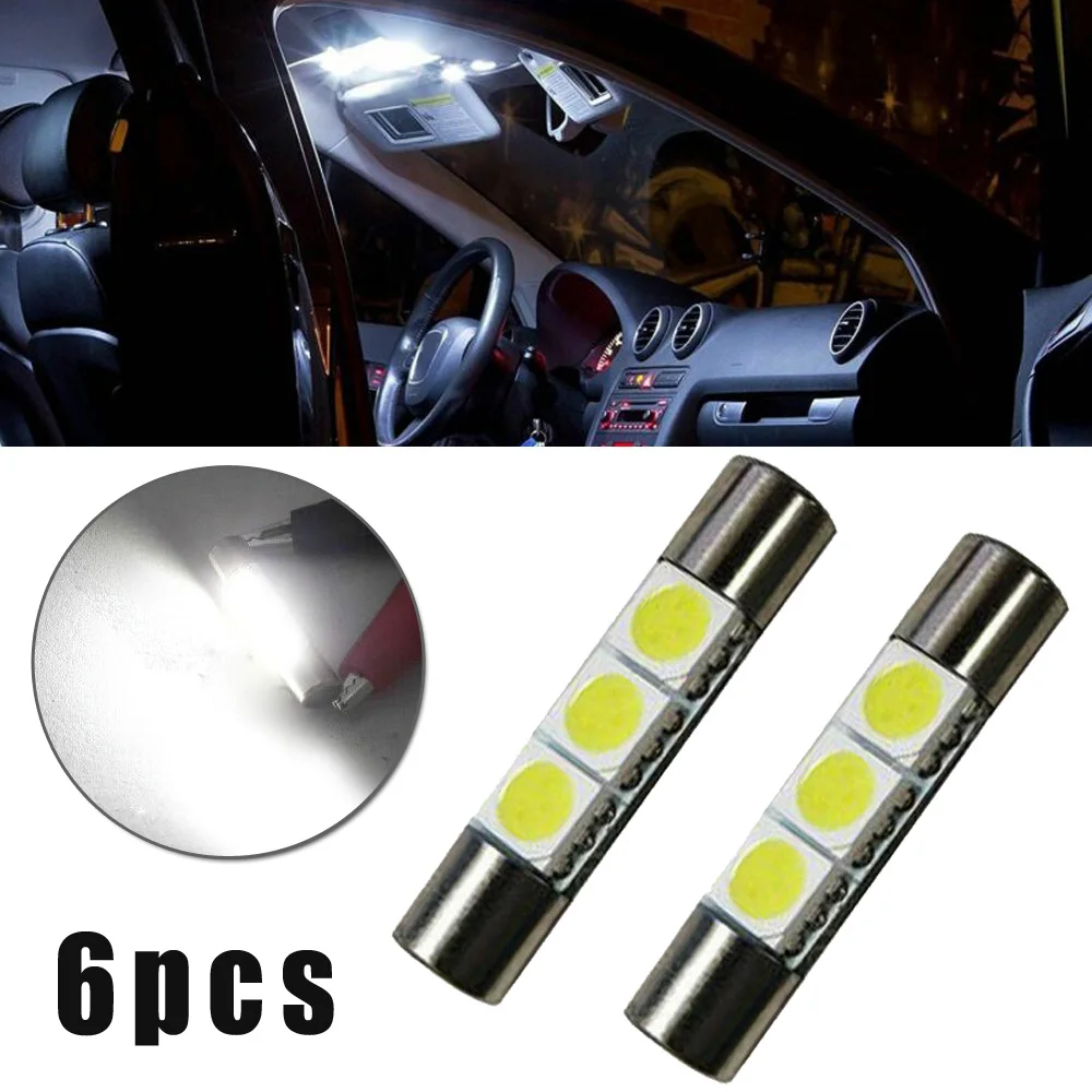 6 шт. ксеноновый белый 3SMD 6641 6614F светодиодный светильник солнцезащитный козырек