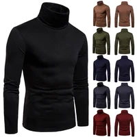 mens top solid casual long sleeve turtleneck inner wear knitting tops men slim fashion woven tight tunic home pullover warm top