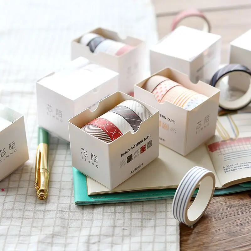 5pcs/set 10mm*3m Masking Tape Washi Set Hand Book Material and Paper Stickers Diary Account DIY Scrapbooking Sticker - купить по